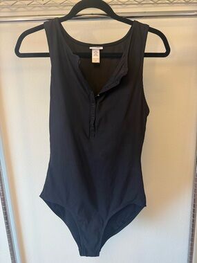 Andie The Malibu Ribbed Black One-Piece Swimsuit, Large Long Torso